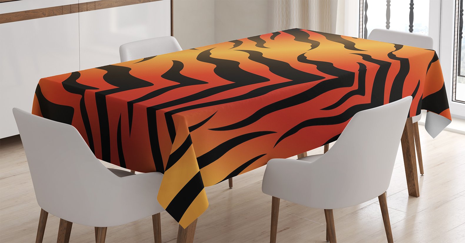 Amazon.co.jp: Ambesonne アニマルプリントテーブルクロス 抽象的な